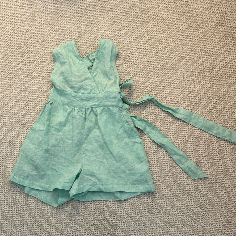 Light green linen romper